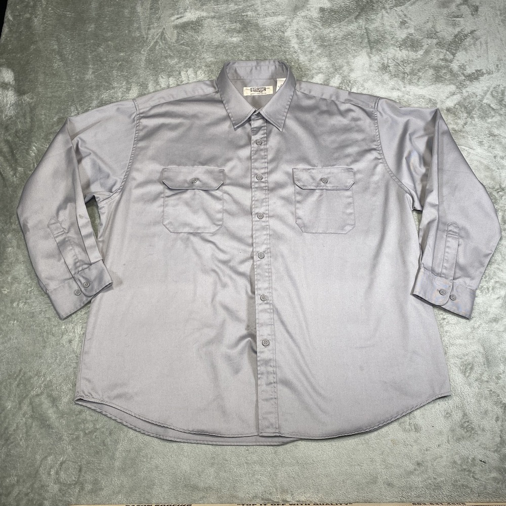 Big Mac Workwear Shirt Men 2XL Button Up‎ Long Sleeve Utility Pockets Heavyweigh